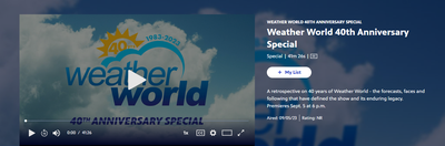 Weather World 40th Anniversary logo on YouTube