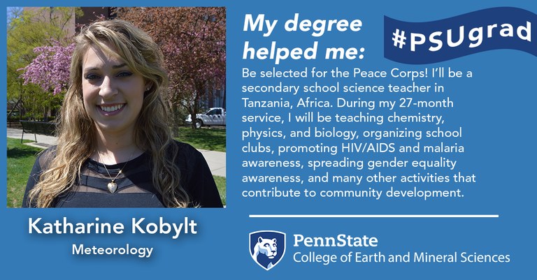Katharine Kobylt explains how her Penn State Meteorology degree helped her land a job as a secondary education teaching in the Peace Corps after graduation.
